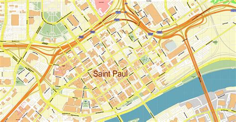 Minneapolis + Saint Paul Minnesota US Map Vector Accurate High Detailed ...