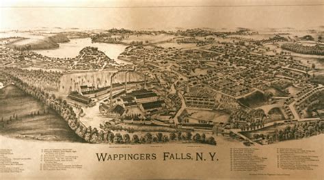 Vintage Birds Eye View Map Of Wappingers Falls Unframed Whs