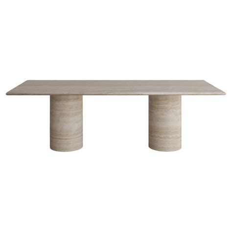 Nude Travertine Voyage Occasional Table Ii By The Essentialist For Sale