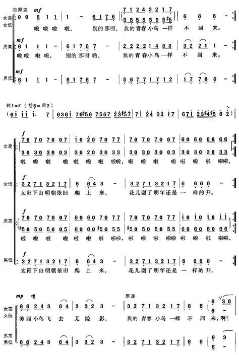 青春舞曲混声合唱简谱搜谱网