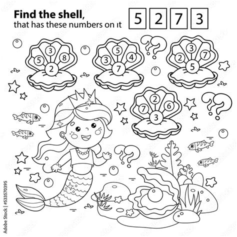 Math game. Puzzle for kids. Coloring Page Outline Of cartoon beautiful ...