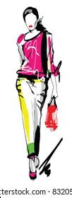 Fashion Model Sketch Vector Illustration Stock Vector (Royalty Free ...