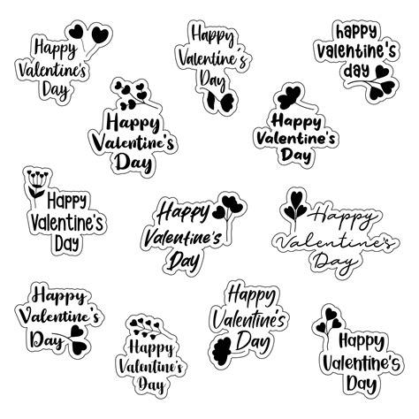 Set Of Happy Valentines Day Typography For Greeting Cards Gifts