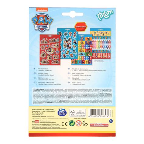 Totum Paw Patrol Stickervel St Online Kopen Lobbes Speelgoed