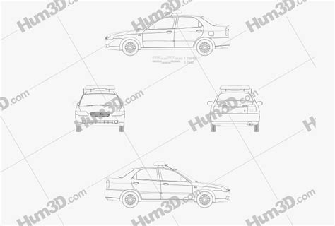 Suzuki Cultus Police sedan 2000 Blueprint - 3DModels.org