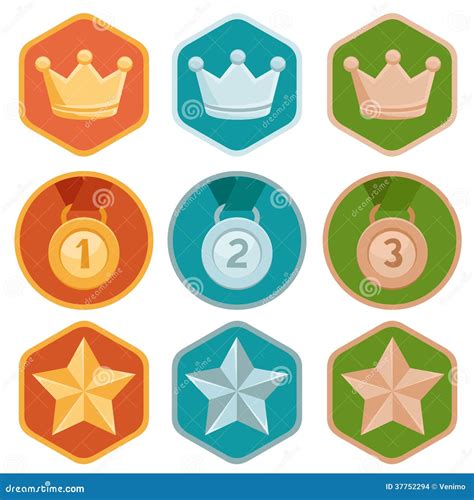 Vector Achievement Badges Gold Silver Bronze Stock Images Image