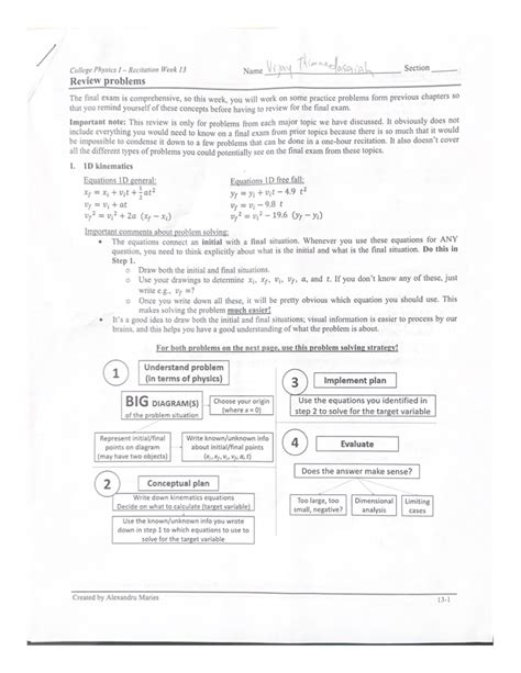 Physics Recitation Week 13 PHYS2001 Studocu