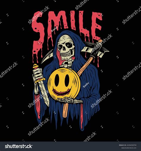 Grim Reaper Smiling Face Illustration Stock Vector (Royalty Free ...