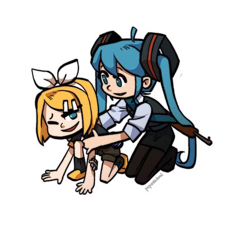 Hatsune Miku And Kagamine Rin Vocaloid Drawn By Paperisfood Danbooru