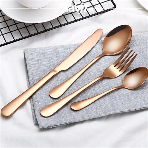 Jual Jual Alat Makan Set Cutlery Box 16Pcs Rose Gold Sendok Garpu Pisau