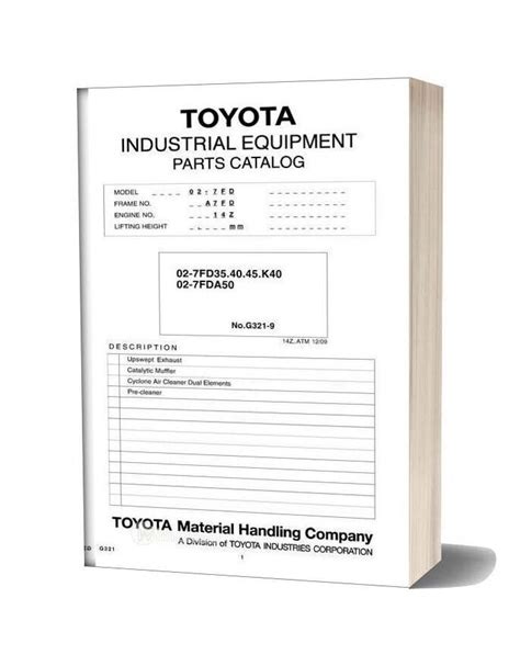 Toyota Forklift 02 7fd Parts Catalog