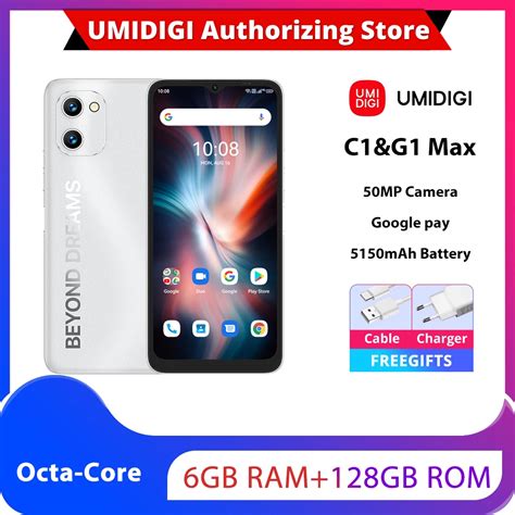 In Stock UMIDIGI C1 G1 Max Smartphone Unisoc T610 Octa Core 6GB 128GB