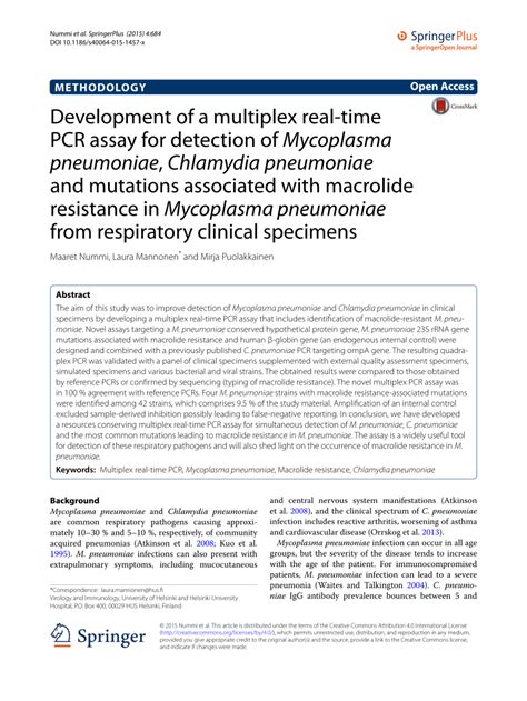 PDF Development Of A Multiplex Real Time PCR Assay For Detection Of