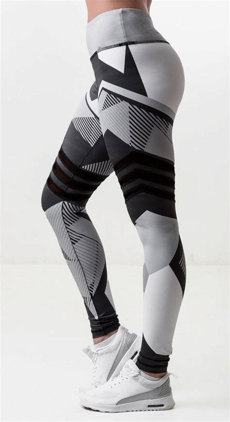 Gray Patterned Sport Fitness Yoga Workout Leggings Sport Leggings