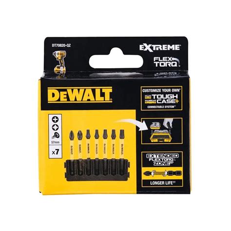 DeWalt DT70820 QZ FLEXTORQ TOUGHCASE 57mm PH PZ TX Mix Bar Set X7 Pcs