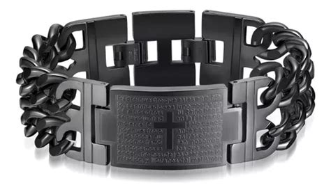 Nueva Pulsera Cruz Padre Nuestro Doble Acero Inoxidable B Env O Gratis