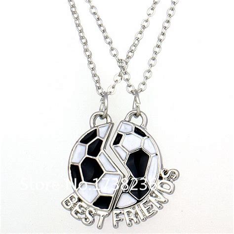 Enamel Finish Alloy Soccer Ball Best Friends Pendant Necklaces Best