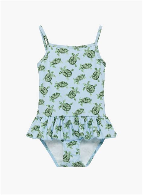 Girls Peplum Swimsuit In Turtle Trotters London