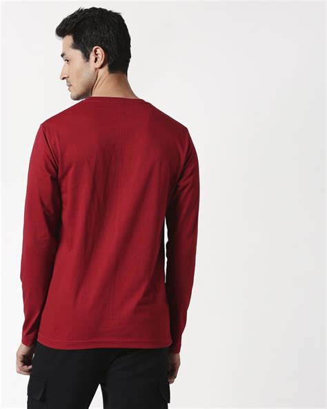 Buy Cherry Red Full Sleeve T Shirt Plain For Men Online India