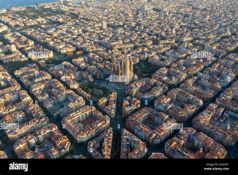 España Cataluña Barcelona Vista Aérea Del Barrio De Leixample Y La