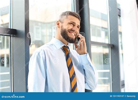 Hombre De Negocios Que Habla En El Tel Fono En Oficina Imagen De