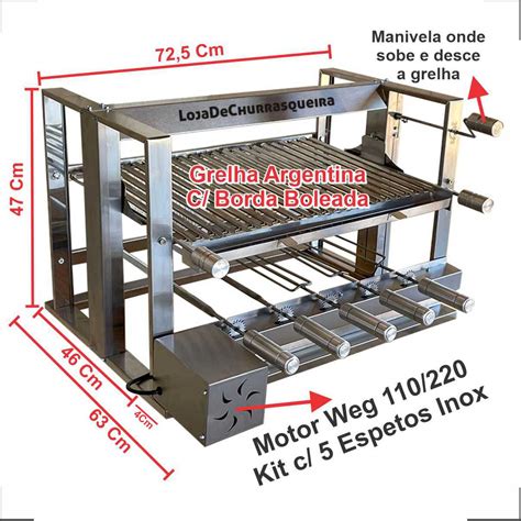 Suporte Para Churrasqueira Grill Kit Giratorio Gourmet Grellha