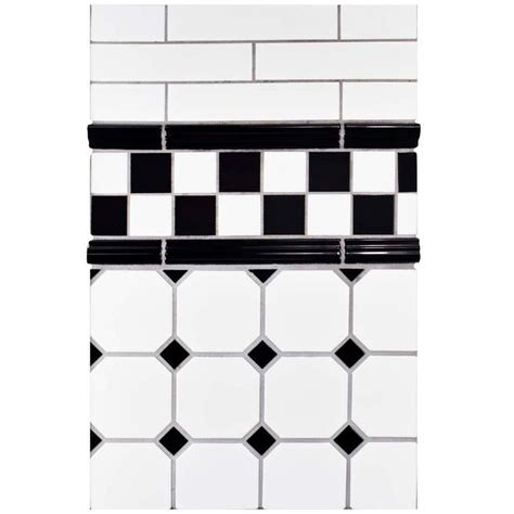 Merola Tile Metro Super Octagon Matte White With Glossy Black Dot 11 5