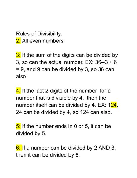 Rules Of Divisibility