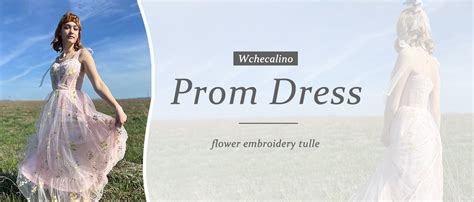 Wchecalino Flower Embroidery Tulle Prom Dresses For Women Long