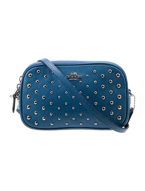 Coach Studded Leather Crossbody Bag - Blue Crossbody Bags, Handbags ...