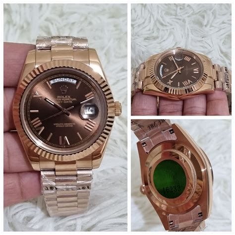 Jual Keraton Jam Tangan Pria Rolex Daydate Rose Gold Dial Brown