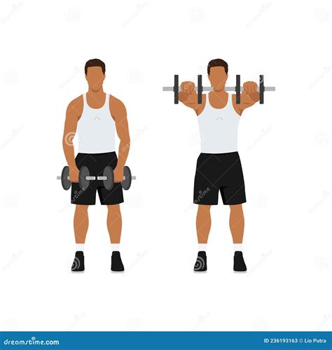 Man Doing Two Arm Dumbbell Front Shoulder Raises Stock Illustration