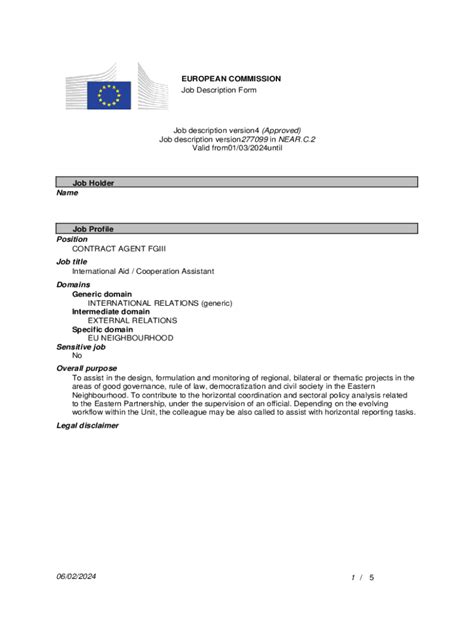 Fillable Online Contract Agent Fg Iiijob Title Eeas European Union