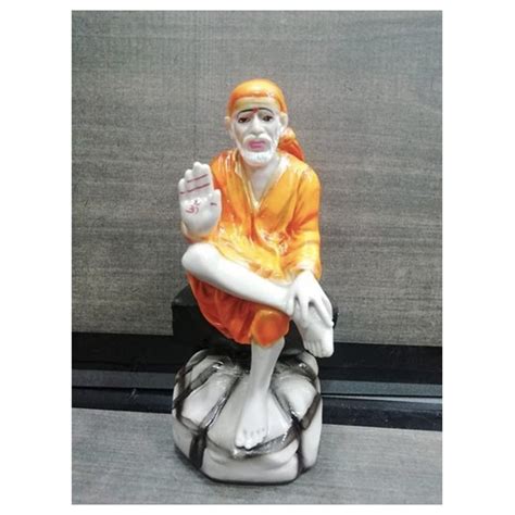 Painted Hindu Marble Sai Baba Statue For Worship Size Inch