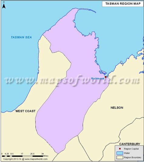 Tasman Map Districts Of Tasman Region New Zealand