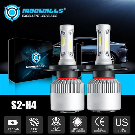 H4 9003 Hb2 Cob Led Headlight Bulb Kit 1500w 225000lm Lamp Bulb Hilo