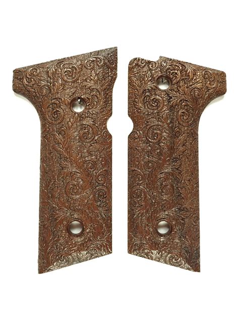 Walnut Floral Scroll Beretta 92xvertec M9a3 Grips Engraved Textured