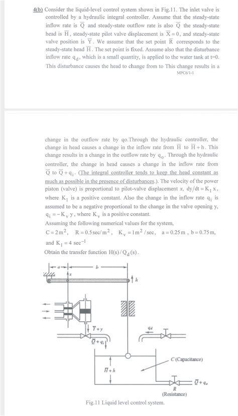 Solved B Consider The Liquid Level Control System Shown Chegg