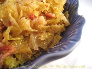 Savoy Cabbage Braised in White Wine, Thyme for Cooking easy gourmet sides.