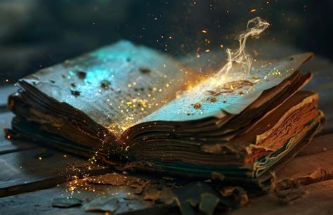 Premium Photo Open Book With Magic Light And Smoke On Dark Background