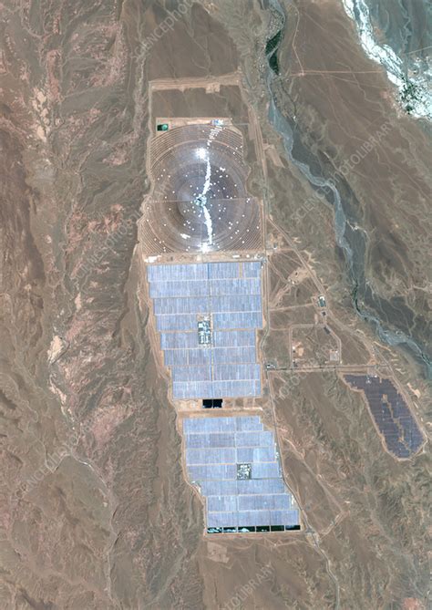 Noor Ouarzazate Solar Complex Morocco Satellite Image Stock Image