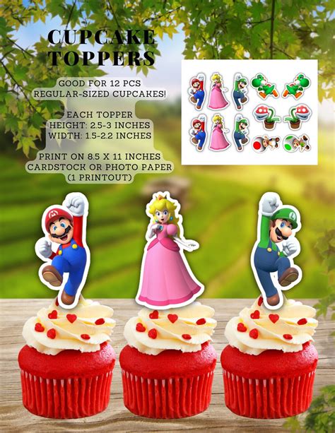 Super Mario Cupcake Toppers Super Mario Brothers Cupcake Toppers 12