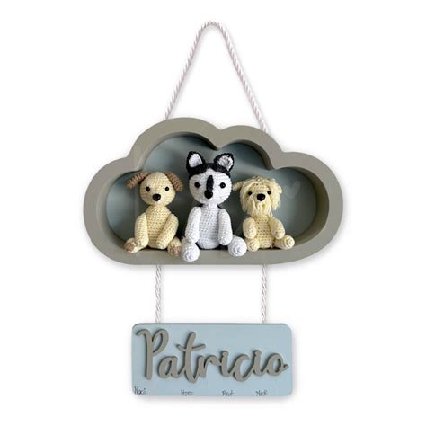 NUBE CON PERRITOS LETRERO PARA BEBÉ Momentos Newborn