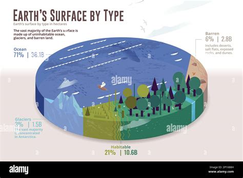 Earths Surface By Type Infographic Chart Stock Photo Alamy