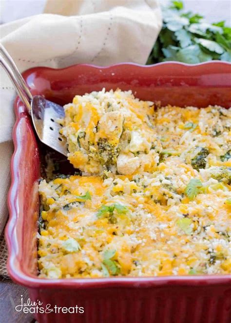 Vegetable And Cheesy Chicken Rice Casserole Recipe Julies Eats And Treats