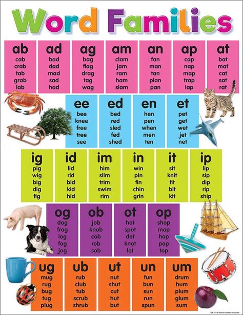 Colorful Word Families Chart — Cm School Supply 774 Word Families