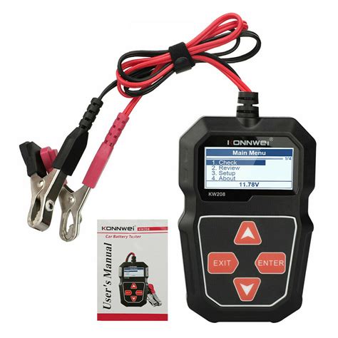 KONNWEI KW208 Car Battery Tester Charger 12V 100-2000CCA Cranking ...
