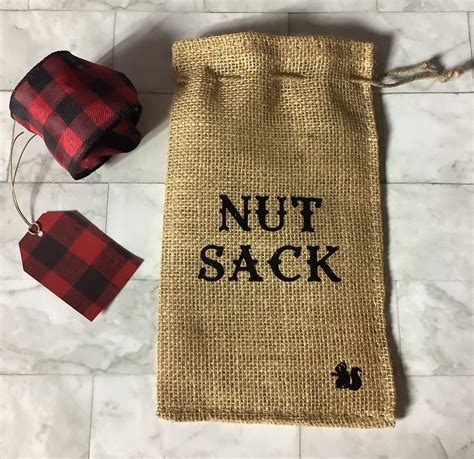 Nut Sack Burlap T Bag And Buffalo Plaid Tag Christmas T Etsy