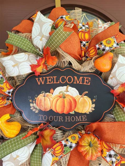 Thanksgiving Wreath Fall Wreath Fall Decor Pumpkin Wreath Etsy