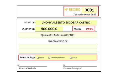 Formato Recibo De Dinero Para Imprimir En Excel Y Pdf